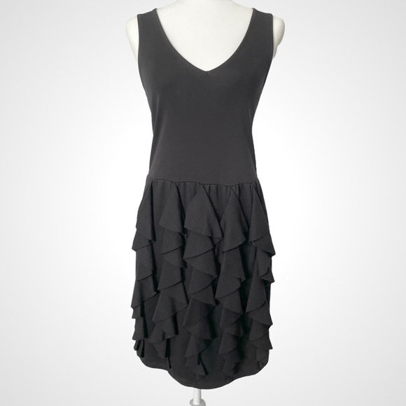 INC International Concepts Black MIDI Dress with Ruffles Size M - Picture 2 of 4